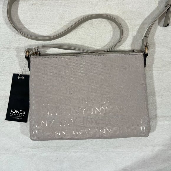 NWT Jones New York Yvette Crossbody Purse & Pouch 11JN951JN-MSC Emboss Cement - Picture 3 of 10